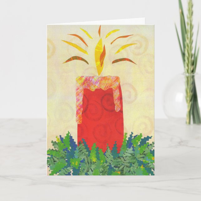 Glänzende Kartenschablone des Kerzenlichtes Feiertagskarte (Vorderseite)