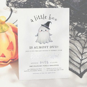 Glänzende kleine Boo Halloween Mädchen Baby-Party Folieneinladung