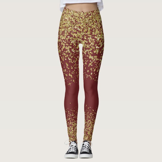 Glänzende Leggings Burgunders u. des Goldes (Vorderseite)