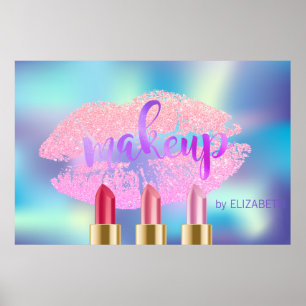 Glänzende Lippen,Lippenstifte,Holografischer Visag Poster