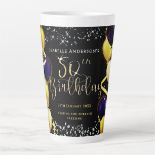 Glänzende Luftballons 50. Geburtstag Schwarz Milchtasse