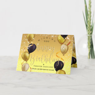 Glänzende Luftballons Geschäft Geburtstag Gold Gel Karte
