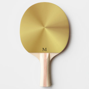 Glänzende Metallic-Gold-Textur Monogramm Tischtennis Schläger
