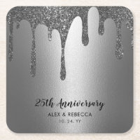 glänzende Metallic Silver Tropfen 25 Jahre Jubiläu