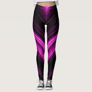 Glänzende metallische rosa-magenta-galaxie-chevron leggings