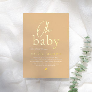 Glänzende Oh Baby Groovy Gelbe Blumen Baby Shower Folieneinladung