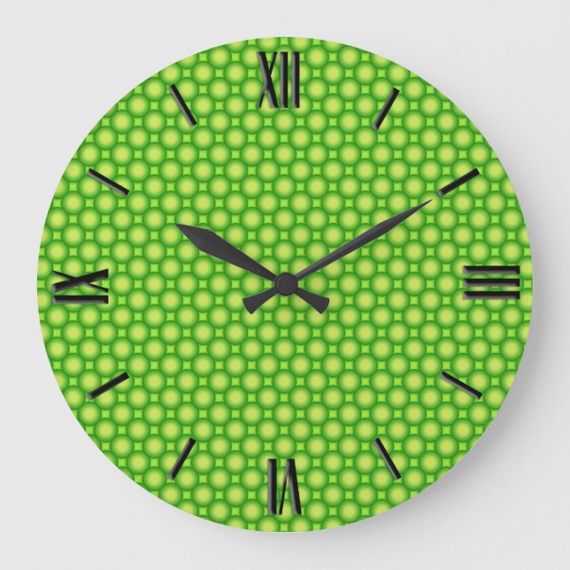 Glänzende Perlen - Limones Grün Große Wanduhr (Vorderseite)