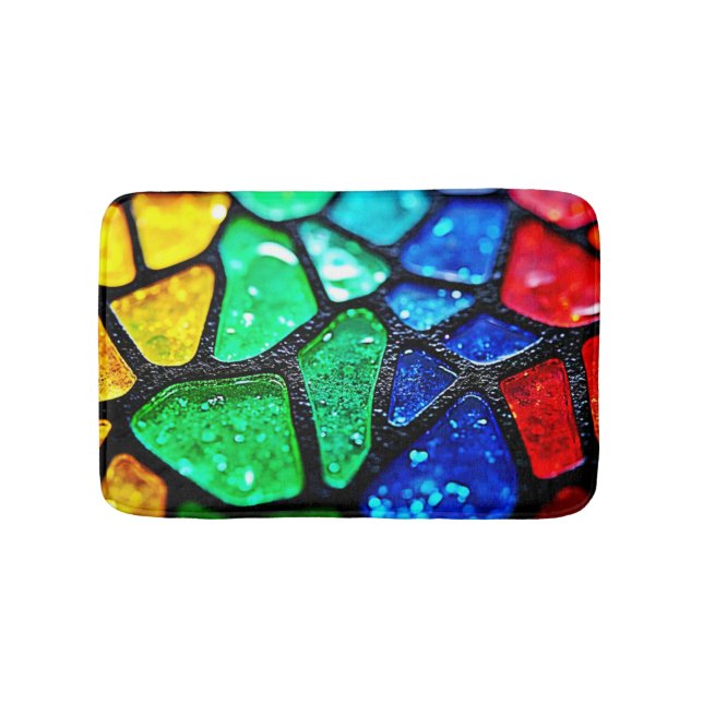Glänzende Regenbogen-Glasmosaik-Kunst Badematte (Vorderseite)