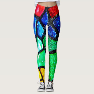 Glänzende Regenbogen-Glasmosaik-Kunst Leggings