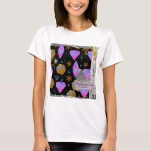 Glänzende rosa Diamanten & goldene Sterne T-Shirt