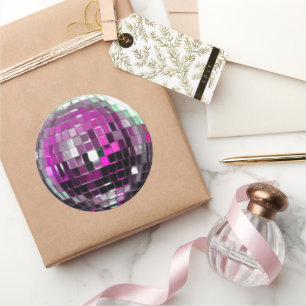 Glänzende rosa Disco-Kugel Runder Aufkleber