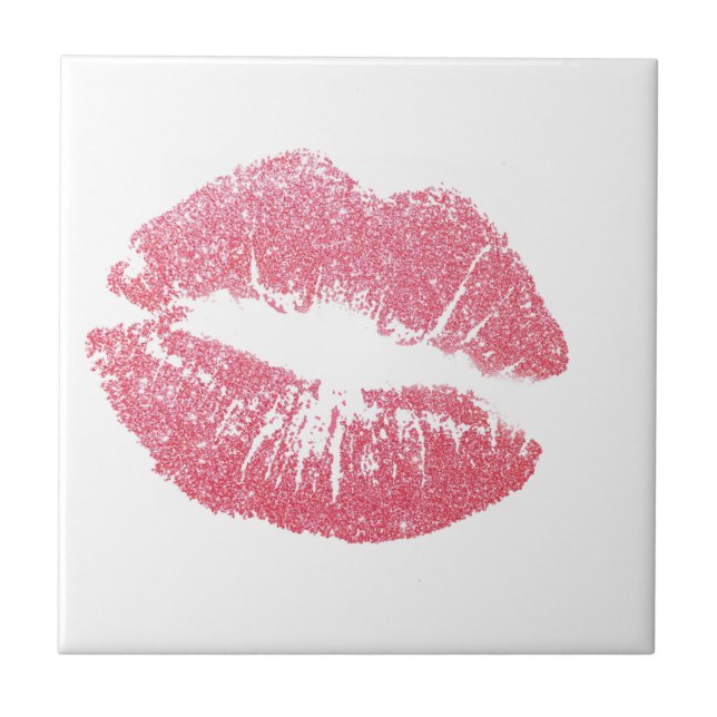 Glänzende rosa Lippen Fliese (Vorderseite)