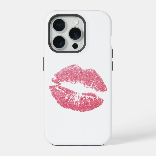Glänzende rosa Lippen iPhone Hülle (Rückseite)
