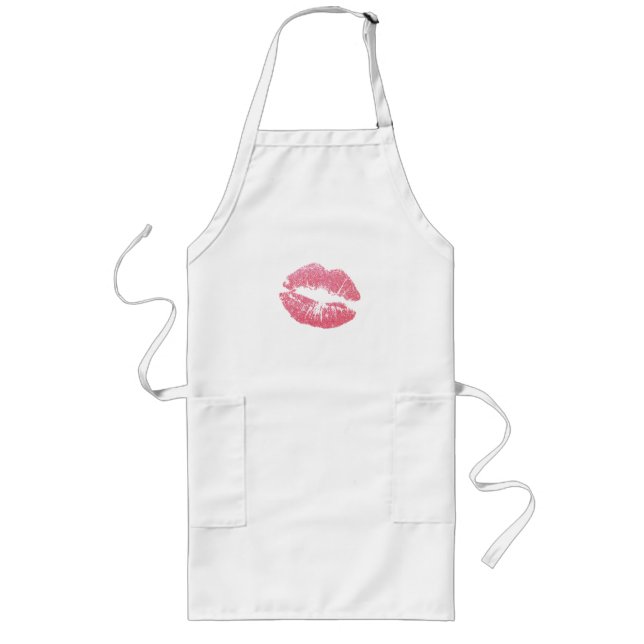 Glänzende rosa Lippen Lange Schürze (Vorne)