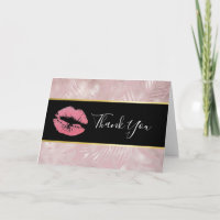 Glänzende rosa Lippen & rose-goldene tropische Blä