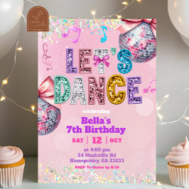 Glänzende rosa Pailletten Let's Dance Geburtstag Einladung