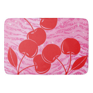 Glänzende rosa rote Zebro Cherry Badematte