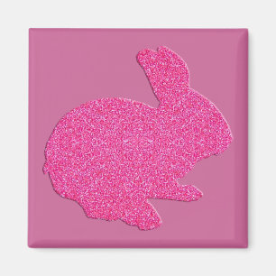 Glänzende rosa Silhouette Osterhase Magnet