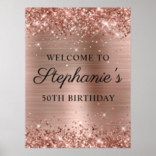 Glänzende Rose Gold Folie 50. Geburtstag 18x24 Poster
