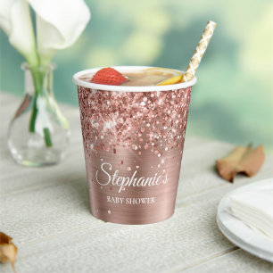 Glänzende Roségold-Baby-Party Pappbecher