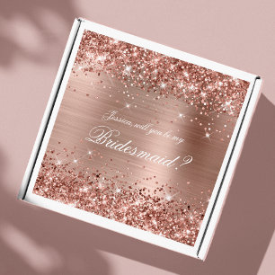 Glänzende Roségold-Brautjungfer-Geschenkbox Aufkleber