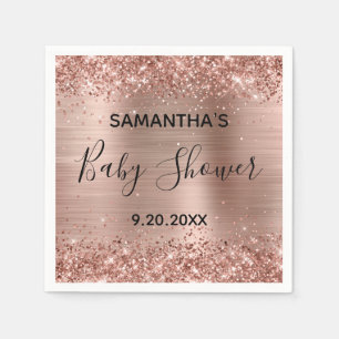 Glänzende Roségold-Folie Baby Shower Serviette