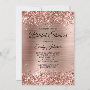 Glänzende Roségold-Folie Fancy-Script-Bridal-Showe Einladung