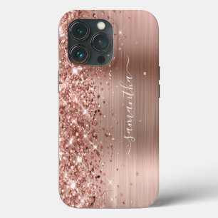 Glänzende Roségold-Folie Moderne Mädchen-Signatur iPhone 13 Pro Hülle