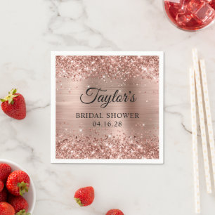 Glänzende Roségold-Folie Personalisierte Brautpart Serviette