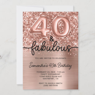 Glänzende Roségold Glamour 40 und Fabelhaft Einladung