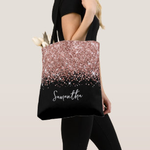 Glänzende Roségold- und Schwarze Glam-Namensschrif