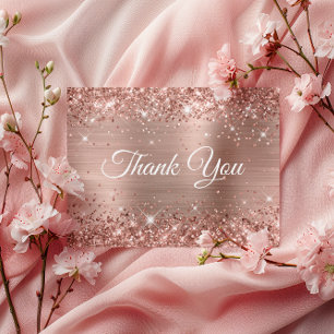 Glänzende Roségoldfolie 80. Geburtstag Danke Postkarte