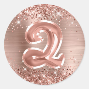 Glänzende Rosen-Gold-Folie Nummer 2 Geburtstag Runder Aufkleber