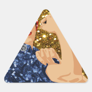glänzende Rosie the Riveter Dreieckiger Aufkleber