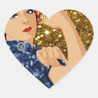 glänzende Rosie the Riveter Herz-Aufkleber