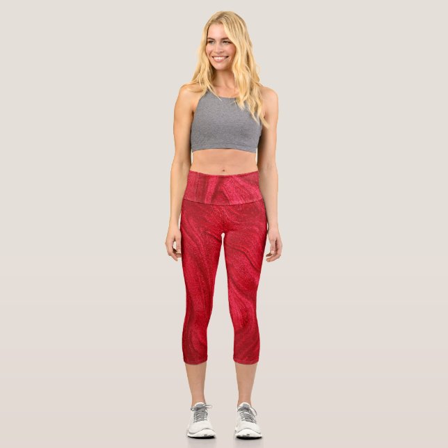 GLÄNZENDE ROTE CAPRI LEGGINGS (Vorderseite)