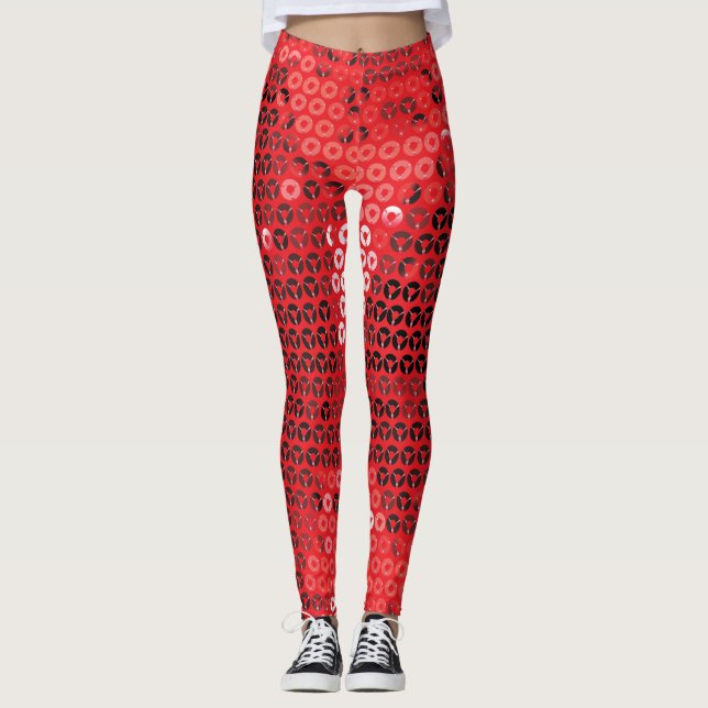glänzende rote Sequenzen Leggings (Vorderseite)