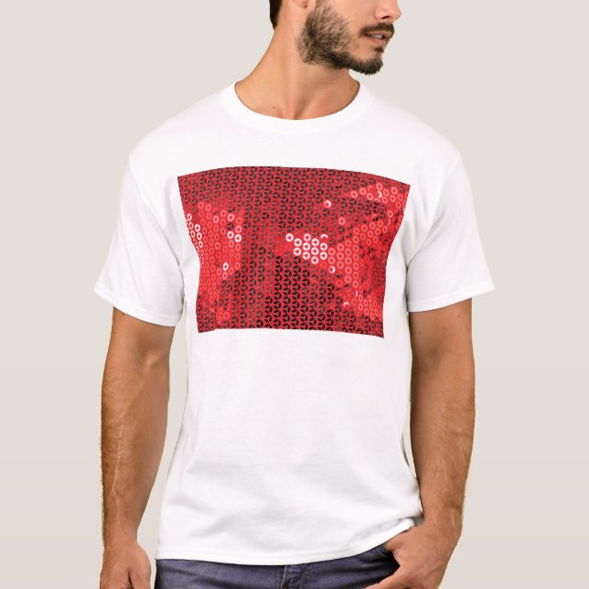 glänzende rote Sequenzen T-Shirt (Vorderseite)