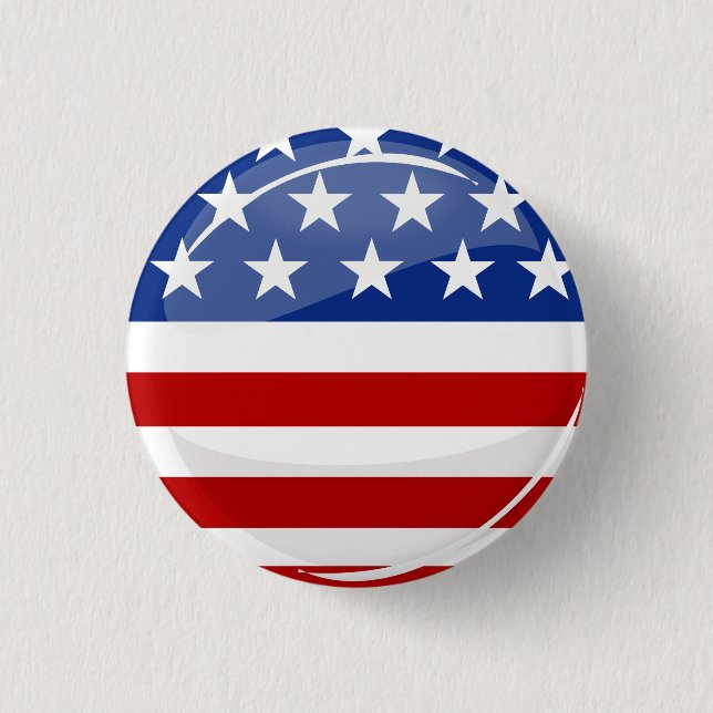 Glänzende runde amerikanische Flagge Button (Vorderseite)