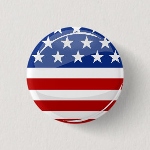 Glänzende runde amerikanische Flagge Button