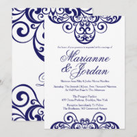 Glänzende Saphir-Verzierte Hochzeitseinladungen