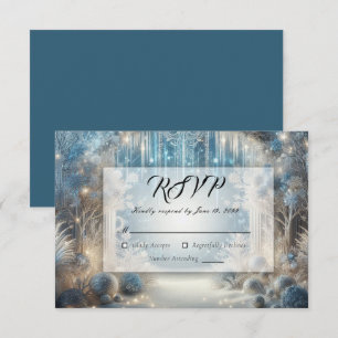 Glänzende Schneewaldhochzeit RSVP Karte