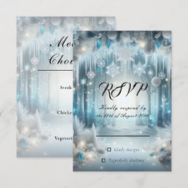 Glänzende Schneewaldhochzeit RSVP Karte