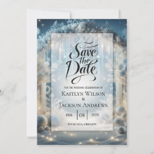 Glänzende Schneewaldhochzeit Save The Date