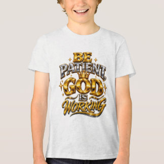 Glänzende Sei Geduldig Gott Arbeitet Kinder Kapuze Tri-Blend Shirt