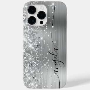 Glänzende Silber Glam Unterschrift Case-Mate iPhone 14 Pro Max Hülle