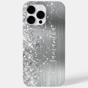 Glänzende Silber-Lockensignatur Case-Mate iPhone 14 Pro Max Hülle