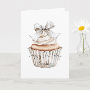 Glänzende Silber Weiße Cupcakes Schleife Geburtsta Karte
