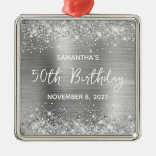 Glänzende Silberfolie 50. Geburtstag Ornament Aus Metall
