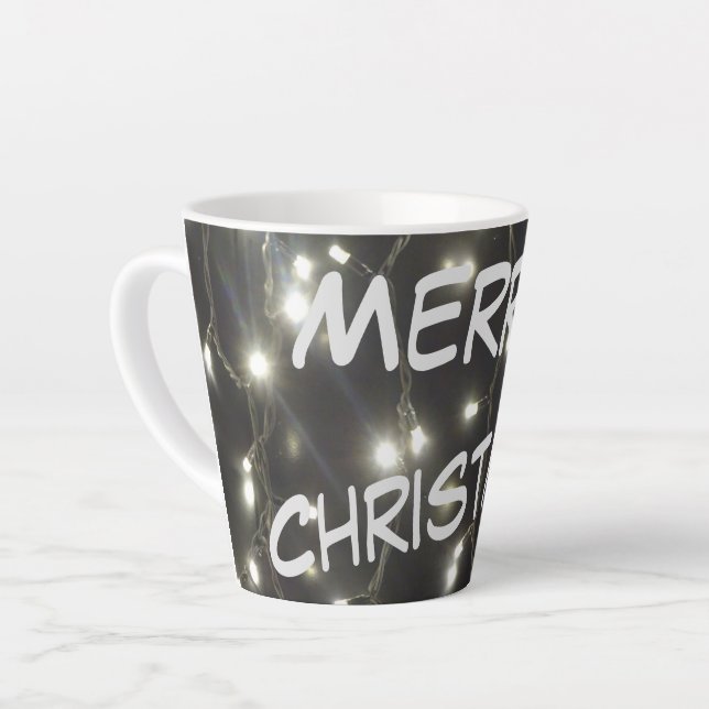 Glanzende Silver Lights Weihnachten Latte Tasse (Linke Ecke)